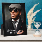 Foto Birthday Black Trim Easel Personaliseren Fotoplaat (Zijkant)