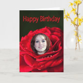 Foto Birthday Card met klassieke rode roos Kaart (Gele Bloem)