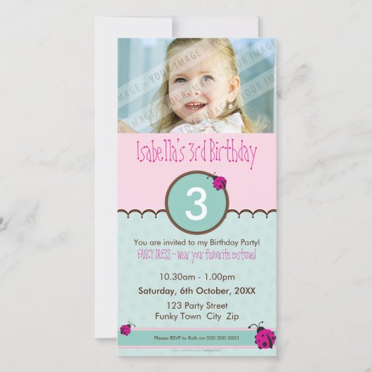 FOTO BIRTHDAY-INVITATIES : ladybird 2P (Voorkant)