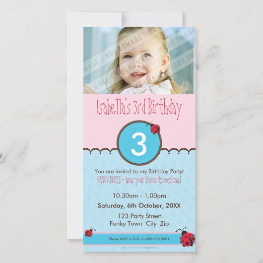 FOTO BIRTHDAY-INVITATIES : ladybird 3P (Voorkant)