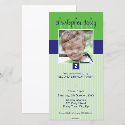 FOTO BIRTHDAY-INVITATIES : prachtig vierkant 1 (Voorkant / Achterkant)