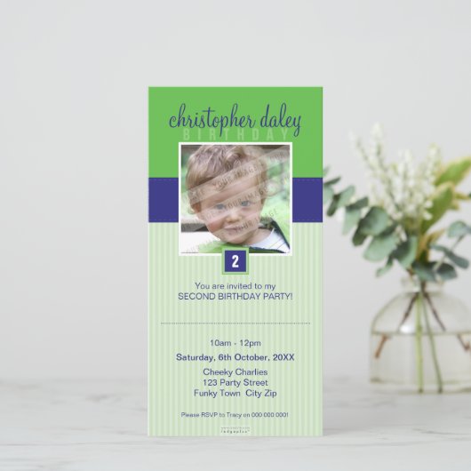 FOTO BIRTHDAY-INVITATIES : prachtig vierkant 1 (Staand voorkant)