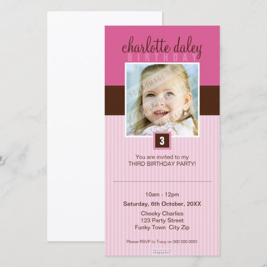 FOTO BIRTHDAY-INVITATIES : prachtig vierkant 5 (Voorkant / Achterkant)