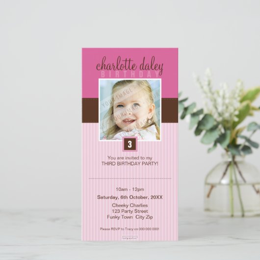 FOTO BIRTHDAY-INVITATIES : prachtig vierkant 5 (Staand voorkant)