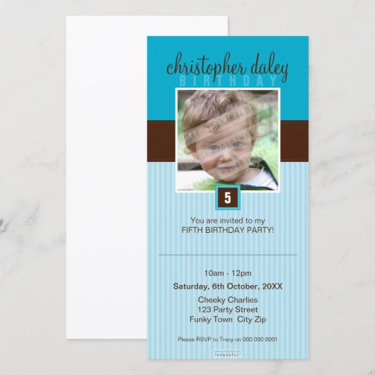 FOTO BIRTHDAY-INVITATIES : prachtig vierkant 8 (Voorkant / Achterkant)