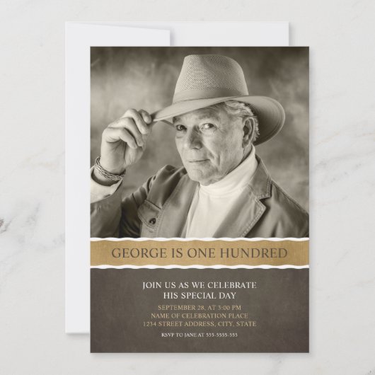 Foto Birthday Invitations 100th Party Afbeelding Kaart (Voorkant)