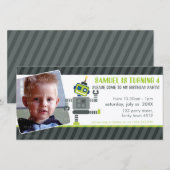 FOTO BIRTHDAY PARTIJ INVITE : robot danst 1L (Voorkant / Achterkant)