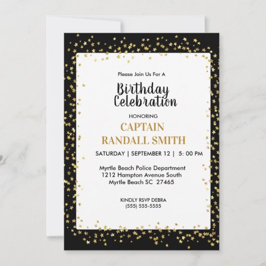 Foto: Birthday Party Gold Stars Kaart (Voorkant)