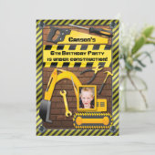 Foto: Birthday Party Tools and Digger Kaart (Staand voorkant)