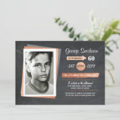 Foto: Birthday Roos Gold Chalk Invitations Kaart (Staand voorkant)
