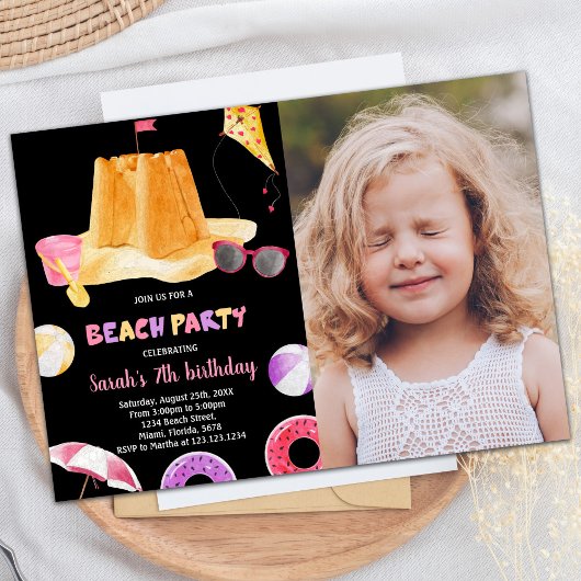 Foto Black Beach Verjaardag Uitnodigingen