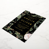 Foto: Black Blush Floral Wedding Gold Foil Folie Uitnodiging (Gedraaid)