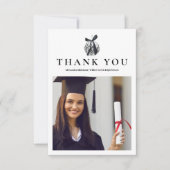 Foto Black Bow Disco Ball Graduation Party Bedankkaart (Voorkant)