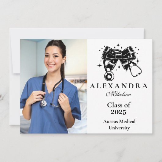 Foto Black Bow Nursing School Afstuderen Aankondiging (Voorkant)