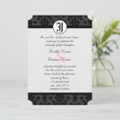 Foto Black Damask Wedding Invites Kaart (Staand voorkant)