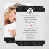 Foto Black Damask Wedding Invites Kaart (Voorkant / Achterkant)