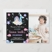 Foto Black Floral Onder het zee Zeemeermin Verjaar Kaart (Voorkant)