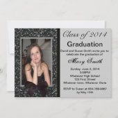 Foto: Black Glitter Afstuderen Invitation Kaart (Voorkant)