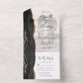 Foto Black Gold Agate Meal Choice Weddenschap All In One Uitnodiging (Binnen)