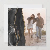 Foto: Black Gold Agate Square Weddenschap Kaart (Achterkant)