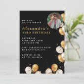 Foto Black Gold Balloon 93e verjaardag Kaart (Staand voorkant)