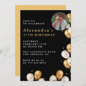 Foto Black Gold Balloon 97e verjaardag Kaart (Voorkant / Achterkant)