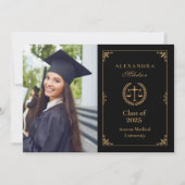 Foto Black Gold Elegant Law School Afstuderen Aankondiging (Voorkant)