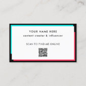 Foto Black Hot Pink Turquoise QR Code Visitekaartje (Achterkant)