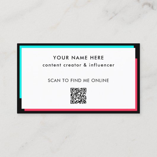 Foto Black Hot Pink Turquoise QR Code Visitekaartje (Achterkant)