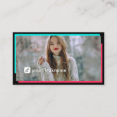 Foto Black Hot Pink Turquoise QR Code Visitekaartje (Voorkant)