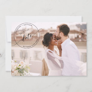Foto: Black Monogram Stamp Photo Overlay Wedding Save The Date