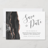 Foto Black Roos Gold Agate Save the Date Kaart (Voorkant)
