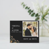 Foto Black Save the Date Briefkaart (Staand voorkant)