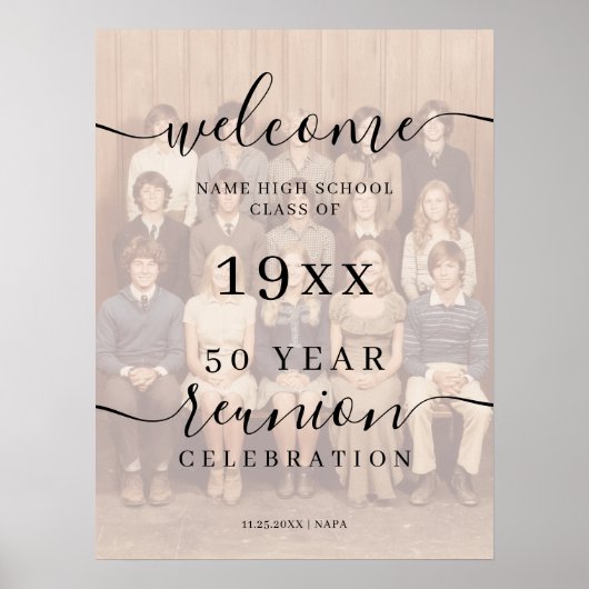 Foto Black Script Class 50th Reunion Welkom Poster (Voorkant)