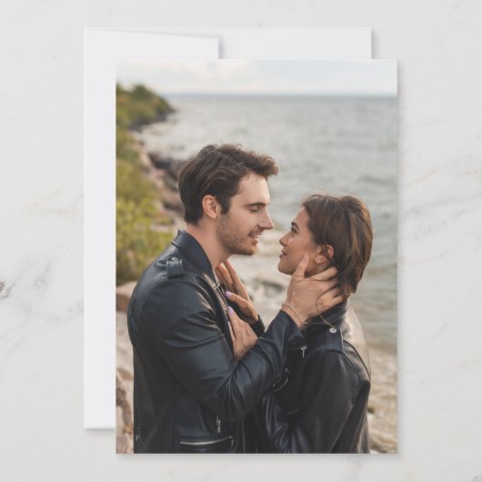 Foto Black Silver Agate Save the Date Invitation Kaart (Achterkant)