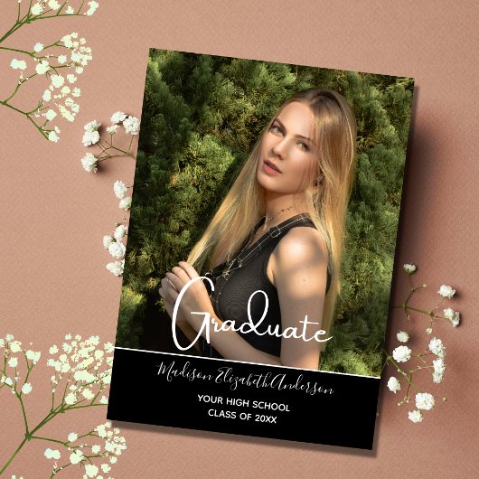 Foto: Black White Formal High School Afstuderen Kaart