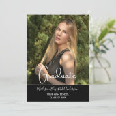 Foto: Black White Formal High School Afstuderen Kaart (Staand voorkant)