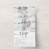 Foto: Black white initialen script bruiloft All In One Uitnodiging (Binnen)