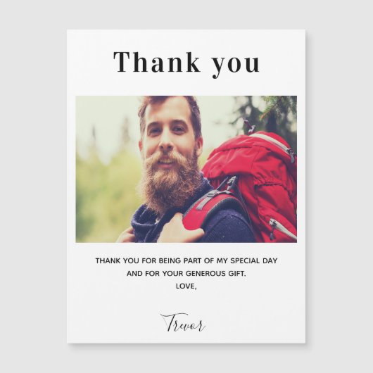 Foto blanke luxe dank je kaartmagneet (Voorkant)