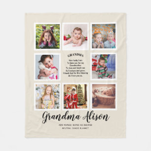 Foto Blanket Grandma Poem Grandpa Family Tree Fleece Deken
