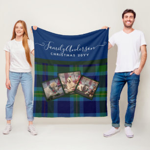 FOTO BLANKET - Miller TARTAN Blue Kerstcadeau Fleece Deken