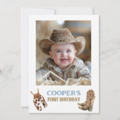 Foto Blauw Bruin Hoe het Westen een 1e verjaardag  Kaart (Achterkant)