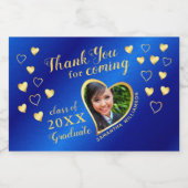 Foto Blauw Goud Dank u 2025 Afstuderen gunst Sparkling Wijnetiket (Enkel label)