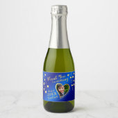 Foto Blauw Goud Dank u 2025 Afstuderen gunst Sparkling Wijnetiket (Voorkant)