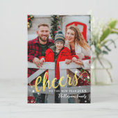 Foto blauw op nieuwjaars Sparkle Light Feestdagenkaart (Staand voorkant)