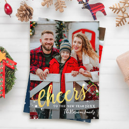 Foto blauw op nieuwjaars Sparkle Light Feestdagenkaart