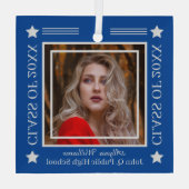 Foto Blauw | Silver Class Year Afstuderen Glas Ornament (Achterkant)