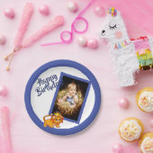 Foto blauw verjaarjongetje papieren bordje (Feest)