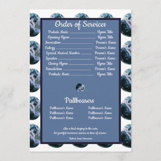 Foto: Blauw White Rock Background Quote Programmakaart (Achterkant)