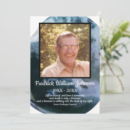 Foto: Blauw White Rock Background Quote Programmakaart (Staand voorkant)